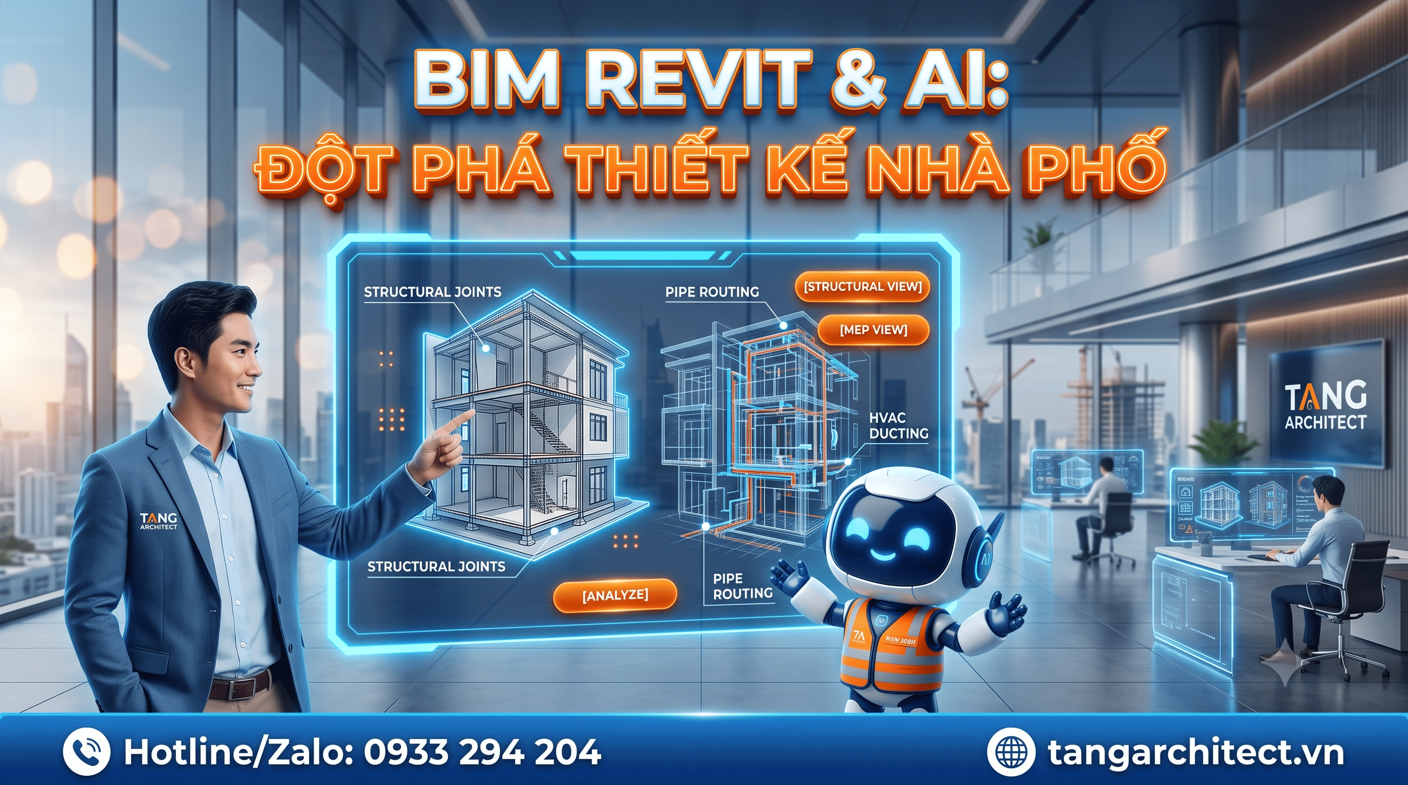 Mô hình Revit 3D phát hiện xung đột kết cấu và cơ điện nhà phố Hóc Môn